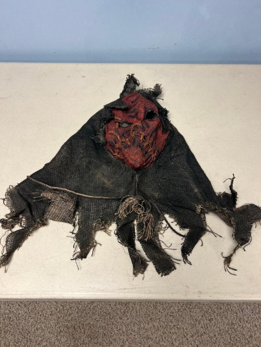 Scarecrow Halloween Mask Costume Cloak Tattered Fabric